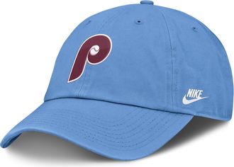 Nike Philadelphia Phillies 80s Cooperstown Club Nike Mens MLB Unstructured Adjustable Hat in Blue | NB014EYPHP-GF1