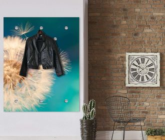 Queence Garderobenleiste »Anneli« Wand Garderobe, Blume, Pusteblume, platzsparend