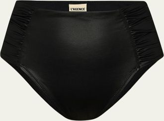 L'agence Luxe Leather Vanessa High-Waist Bikini Bottoms