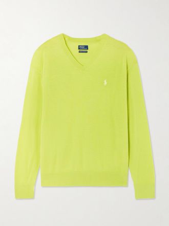 Polo Ralph Lauren Pullover In Lana Merino Con Logo Ricamato - Verde