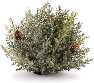 Melrose International Icy Pine Half Orb with Pinecones (Set of 2) - Green, Brown