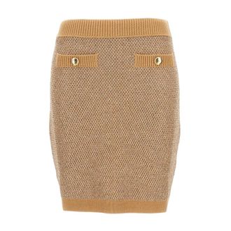 Elisabetta Franchi Pencil Skirts, female, Beige, Size: L Knit Skirt with Sequins