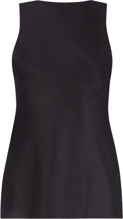 Nina Ricci Draped Black Satin Top With Boat Neckline