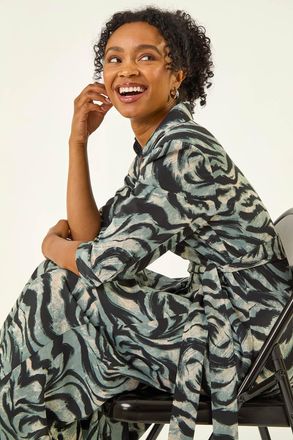 Roman Animal Print Stretch Shirt Dress