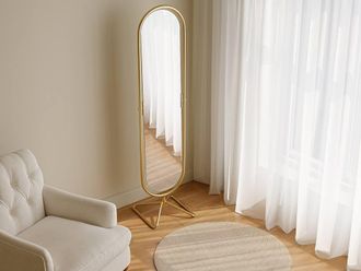 Vente-Unique Pivoting Full-Length Mirror On Metal Stand - W. 45 X H. 171 Cm - Gold