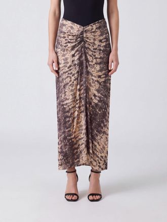 Isabel Marant Gonna midi Laren in seta con stampa astratta e vita alta arricciata