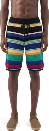 Laneus Striped Crochet Knit Shorts