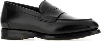 Santoni Mens Black Leather Colin Loafers Mocassini