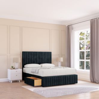 Sloomy Madison Naples Bed Set, No Drawers Mattress & 54 Headboard in Black | Size: Small Single