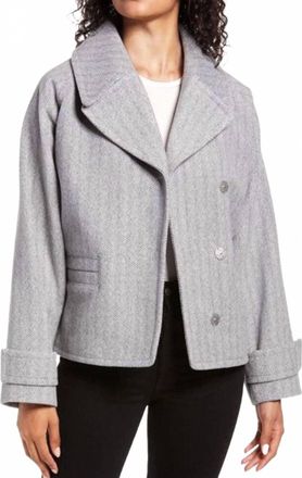 Halogen Herringbone Peacoat In Grey