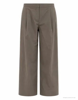 Hev&ograve; Taupe Torresantandrea Cotton Wide-Leg Trousers