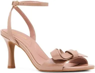 Anne Klein Jeanne Ankle Strap Sandal in Nude Crinkle Pa at Nordstrom, Size 7.5