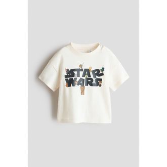 H&M Printed Cotton T-shirt in White/star Wars at Nordstrom, Size 12M
