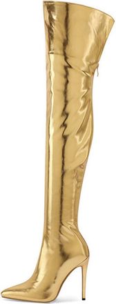 Generic Gold,6.5 UK,Thigh High Boots Over The Knee Boots for Women Pointed Toe Stiletto High Heel Boot Comfy Back Zipper Wedding Party Dating Long Fall Dress 