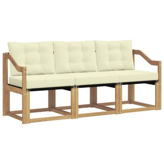 vidaXL Conjunto De Sof&aacute;s De Exterior Con Coj&iacute;n 3 Pcs Blanco Y Crema Vidaxl