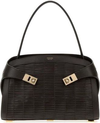 Ferragamo Quilted Leather Shoulder Bag Black