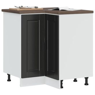 Berkfield Home Kitchen Corner Base Cabinet&not;Porto Black Engineered Wood