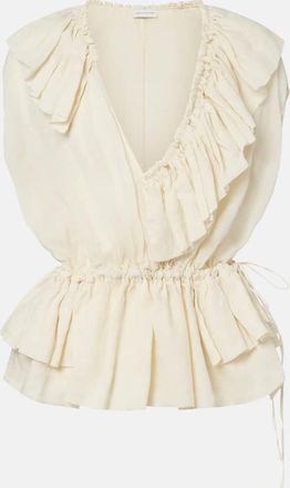 Dries Van Noten Ruffled peplum ramie top