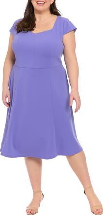 London Times Fit & Flare Sweetheart Midi Dress in Very Peri at Nordstrom Rack, Size 16W