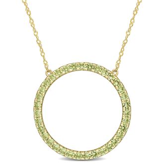 Mimi & Max 1 3/8ct TGW Peridot Open Circle Pendant with Chain in 10k Yellow Gold