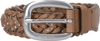 Golden Goose Green Houston Braided Calfskin Leather Belt