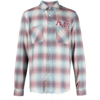 Amiri Geruite Flanel In Blauwgroen/rood