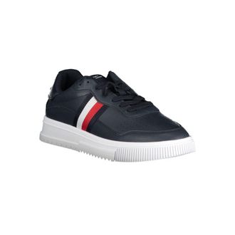 Tommy Hilfiger Leather with Striped Details Sneaker - Blue