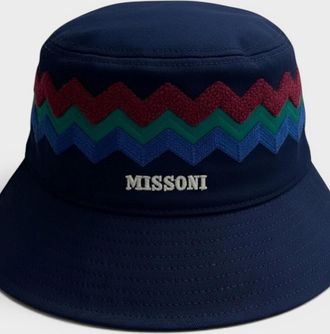 Missoni Mens Zig Zag Bucket Hat - Navy - Size: M/L