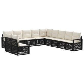 vidaXL Conjunto De Sof&aacute;s De Jard&iacute;n 11 Pcs Negro Rat&aacute;n Sint&eacute;tico Vidaxl
