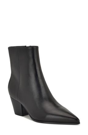 Nine West Savie Block Heel Bootie in Black Leather at Nordstrom, Size 10