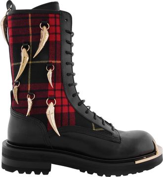Roberto Cavalli Tiger Tooth Combat Boots, Brand Size 38 ( US Size 8 )