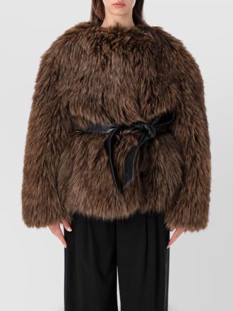 Magda Butrym faux fur belted hip-length coat