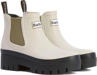 Barbour Halton Waterproof Chelsea Rain Boot in Light Oak/Bleached Olive at Nordstrom, Size 10