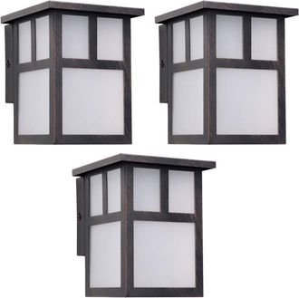 Forlight Osaka (3 unidades) Aplique de Pared Exterior Rústico de Estilo Japonés. Farol de Pared para Bombilla E27. Lámpara de Pared para Jardín y Terraza