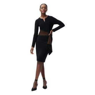 Joseph Ribkoff Zwarte Midi Jurk - Dames - Casual kleedjes - Zwart - 3XL - Polyester - Kleedjes