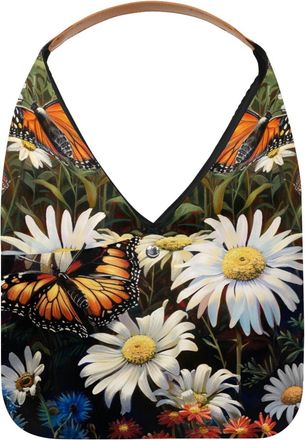 Generic Butterflies Daisies Flower (12) Reusable Lightweight Grocery Bags - Foldable Into Compact Pouch, Washable & Sturdy, Multipurpose for Shopping and Trav