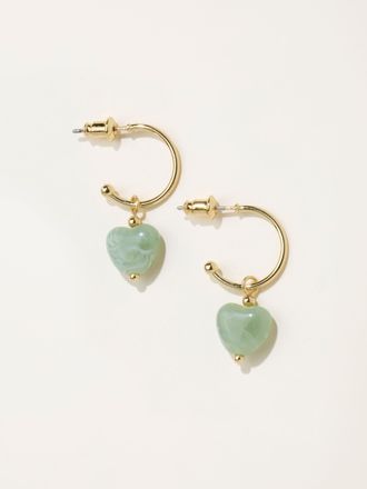 Fat Face FatFace Heart Drop Earrings in Green