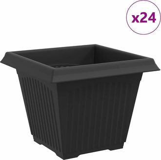 vidaXL Maceta Cuadrada Para Flores 24 Uds. Negro 38 X 38 X 30 Cm Vidaxl