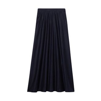 Brooks Brothers Gestreepte Rok van Maagdelijke Wol - Dames - Midirokken - Blauw - 2XL - Wol - Rokken