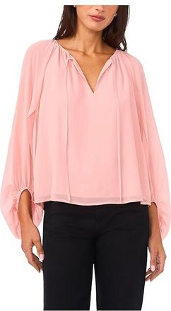 Vince Camuto Ballon Sleeve Blouse Womens Clothing Sepia Rose : MD, Polyester