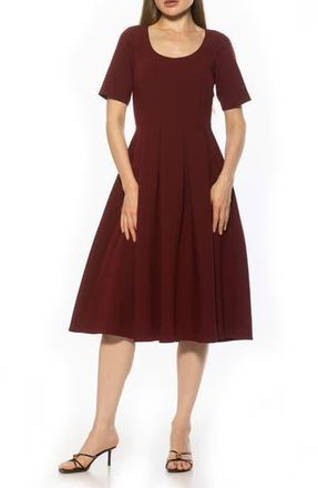 Alexia Admor Imani Pleated Short Sleeve Dress in Burgundy at Nordstrom Rack, Size 12