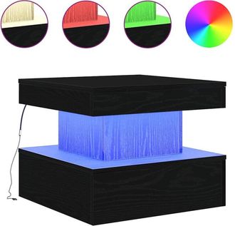 vidaXL Mesa de centro con luces LED roble negro 50x50x40 cm vidaXL