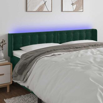 vidaXL Testiera a led Verde Scuro 203x16x78/88 cm in Velluto - Vidaxl