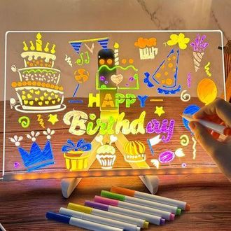 OEM Tablero De Mensajes Acr&iacute;lico Con Luz Led, Tablero De Visualizaci&oacute;n Led Con Colores, Tablero De Mensajes Led, Tablero De Escritura Led, Lavable, Con Ad