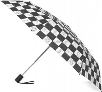 Karl Lagerfeld Accessoires, unisex, Zwart, ONE Size, Polyester, K/Ballet Checkered Sketch-Print Paraplu