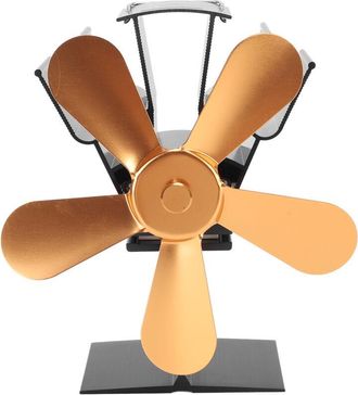OEM Ventilador Para Estufa De Le&ntilde;a, 5 Aspas, Accionado Por Calor, Para Quemar Pellets Y Le&ntilde;a, Vertical, Rectangular, Dorado