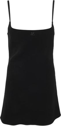 Courr&egrave;ges A-lijn Cr&ecirc;pe Jurk - Dames - Tops zonder mouwen - Zwart - S - Tops