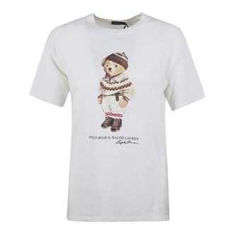 Ralph Lauren Tops, Dames, Wit, S, Katoen, Classic Fit Polo Bear Jersey T-Shirt