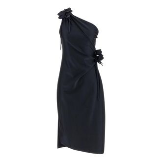 Coperni Asymmetrische Mini-jurk met Bloem - Dames - Kleedjes - Zwart - S - Kleedjes