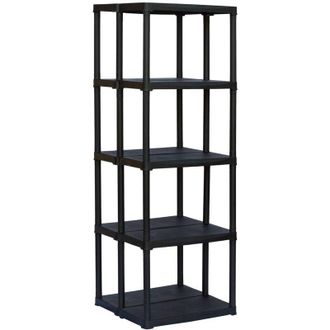 Dmora Estante De 3 Casas Con Doble Capacidad En Polipropileno, Estante Para Interiores O Externos, 100% Made In Italy, 60x59h176 Cm, Color Antracita, Con Em